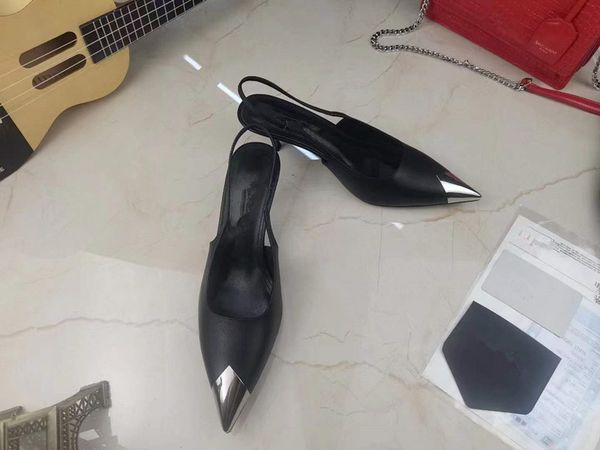 

slides heels designer sandals designers heel women shoes stiletto heel 6cm 9cm fashion patchwork genuine leather wholesale shoe, Black