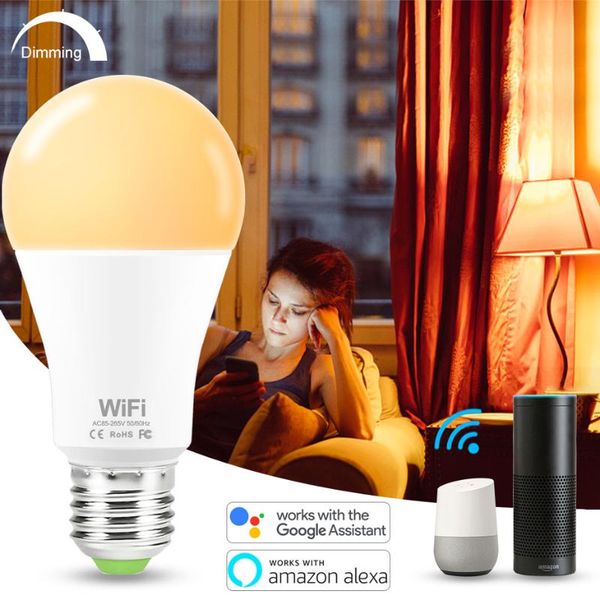 

bulbs 15w e27 smart led bulb wifi control equal to 100w incandescent lamp warm or cool white light compatible alexa and google home