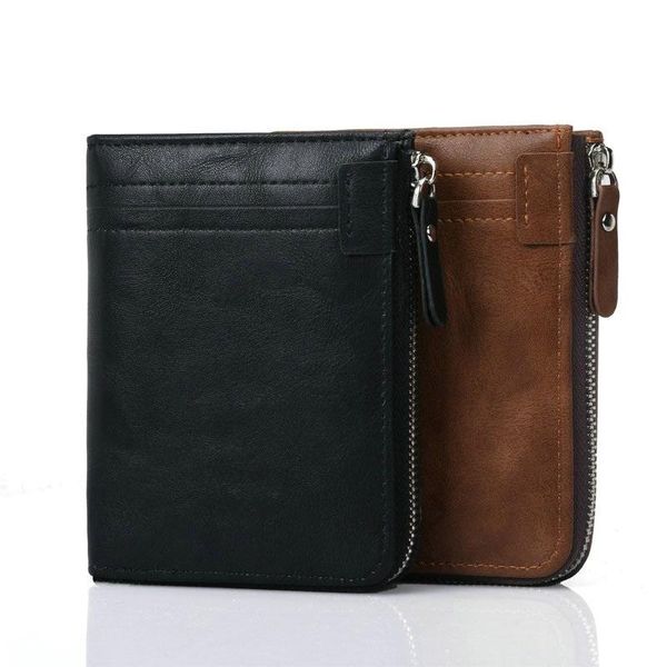 

wallets 2021 fashion men pu leather short coin purse small wallet men's zipper pocket card holder, Red;black
