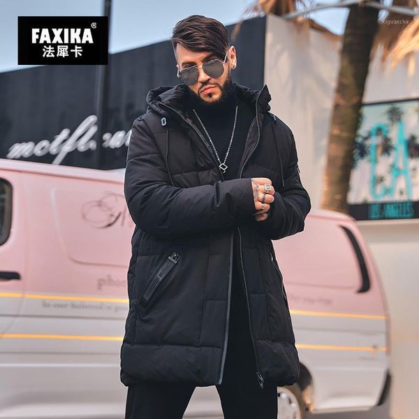 

faxika men's tide big yards men down cotton clothing in the winter of 2019 fertilizer increased thickening cotton-padded jacket1, Black