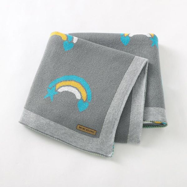 

blankets & swaddling baby blanket 100%cotton knitted born girls stroller wrap swaddle fashion rainbow infant toddler boys bedding quilt soft
