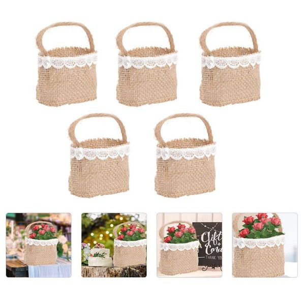 

storage baskets 5pcs elegant wedding party bag beautiful candy linen pouches