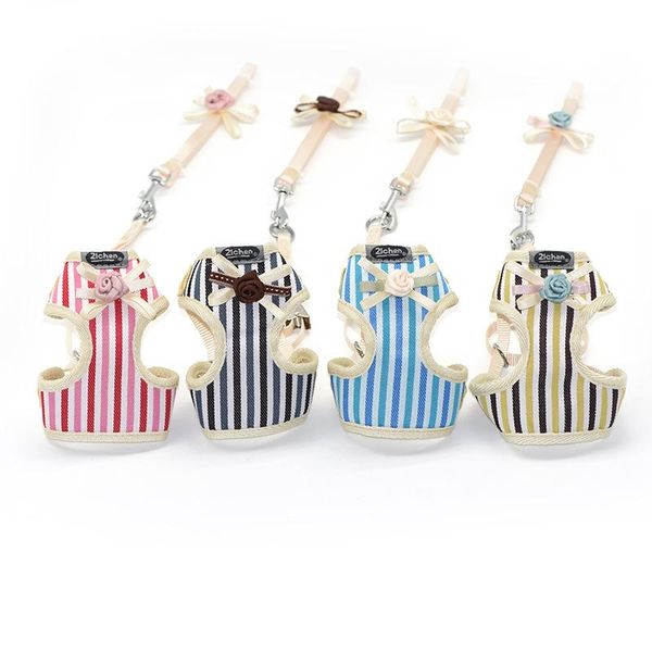 

pet supplies leash collar set adjustable lovely floral dog harness for small medium pets collar breathable leash durable outdoor