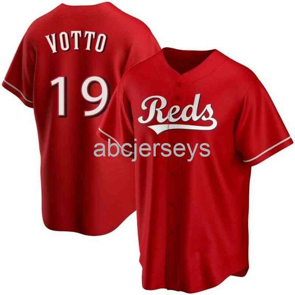 Dikişli Özel Joey Votto Gençlik Kırmızı Ver1 AOP Beyzbol Forması XS-6XL