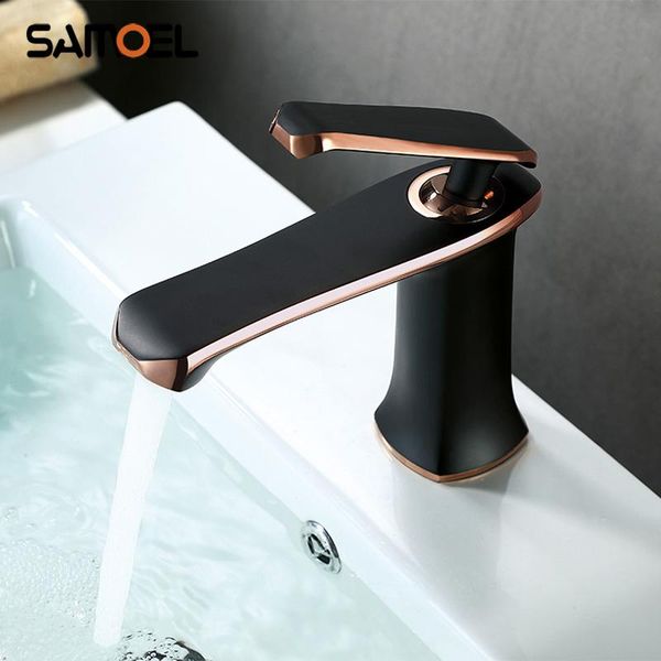 

bathroom sink faucets high-end gorgeous modern brass black and rose gold basin faucet mixer deck mount lavatory cold water tap b3361