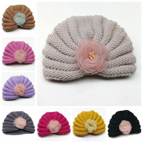 

beanies autumn and winter soft warm knitting wool infant hats cute handmade flowers baby girls caps outdoor headwear pography props