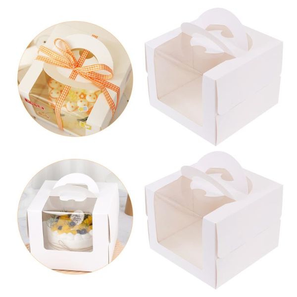 

gift wrap 4pcs holiday dessert boxes cake wrapping case handheld containers (white)