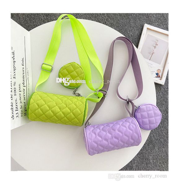 borsetta circolare per bambini designer borsa a tracolla trapuntata a rombo per bambini con mini borsa borsa a tracolla in nylon per bambini portafoglio F998 mini borse per bambini