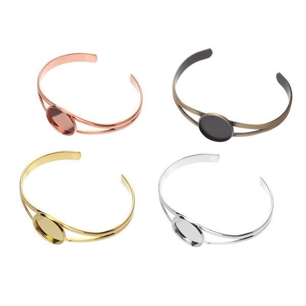 

bangle xinyao 20mm 25mm gold sliver rose tray cabochon base for women jewelry, Black