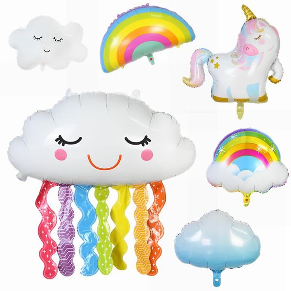 

party decoration smile cloud rainbow foil balloon wedding happy birthday ballon for baby shower kids favor helium balls supplies