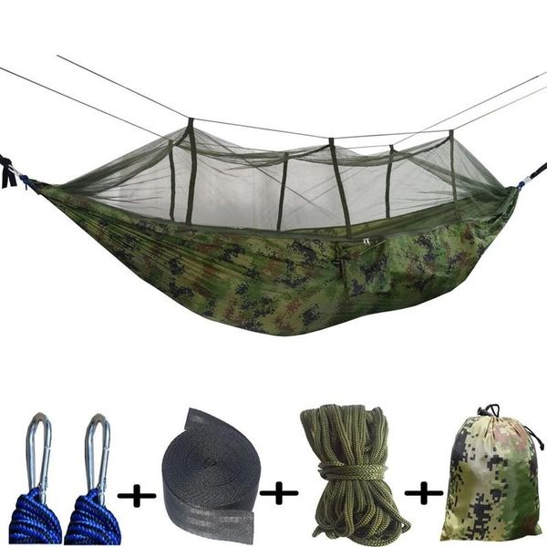 

tents and shelters 1-2 person portable outdoor camping hammock with mosquito net high strength parachute fabric hanging bed hunting sleeping