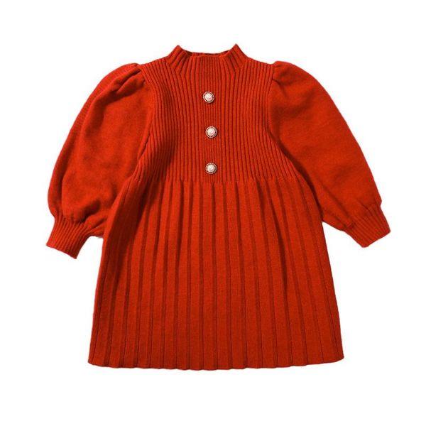 

pullover children's sweater 2021 autumn girls solid color knitted dress, Blue