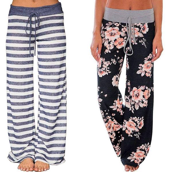 

women's pants & capris 2x women trousers wide leg pant high waist sweatpants baggy black/stripes size xl, Black;white