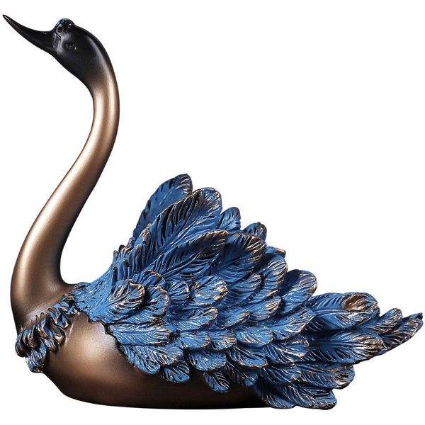 

decorative objects & figurines nordic sapphire blue swan model sculpture creative resin animal wine rack craft figurine room decor home deco