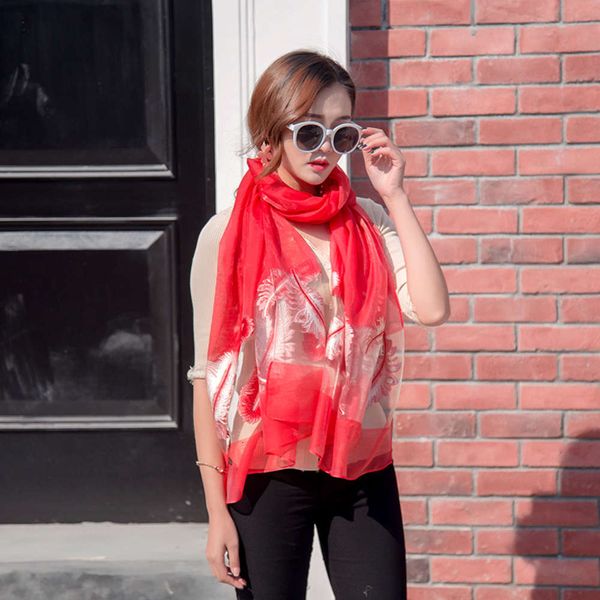 

creative new feather embroidered chiffon fashion color matching beach towel summer sun protection scarf, Blue;black