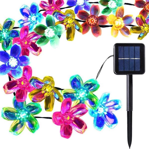 

solar lamps string christmas lights outdoor 23ft 50/20led 8mode waterproof flower garden blossom lighting party home decoration