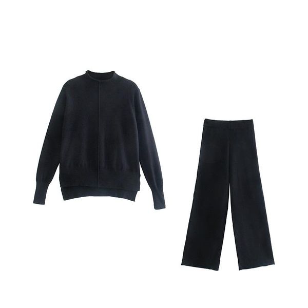 

women's two piece pants casual sweater set women autumn jumpers and knit solid color knitwear outfits, White