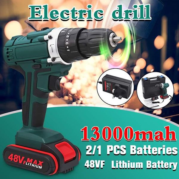 

professiona electric drills 48v double speed power cordless drill 6500mah 25+3 torque drilling tool with led working light screwdriver