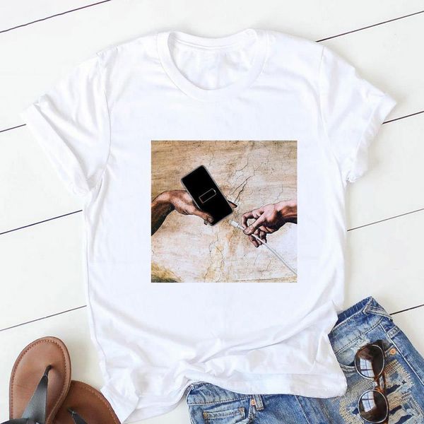 

2021 tees women t-shirt printed letter clothing casual white o-neck short-sleeved cotton summer basic t-shirt