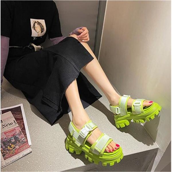 

dress shoes sandals women platform 2021 summer fashion open toe buckle outdoor sport chunky beach sandalias de mujer, Black