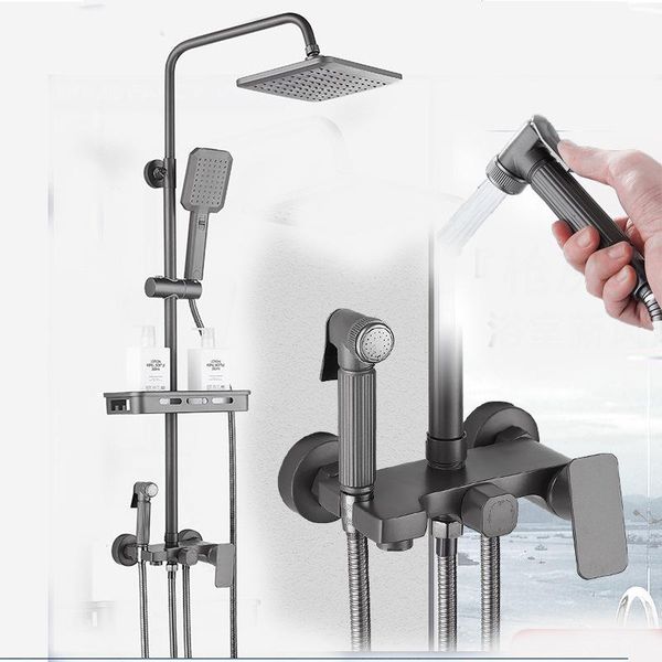 

bathroom shower sets grey bronze set home head toilet mixing valve kit