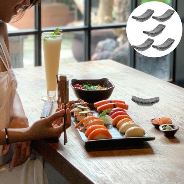 

chopsticks 5pcs ceramic japanese style racks household spoon holders (black)