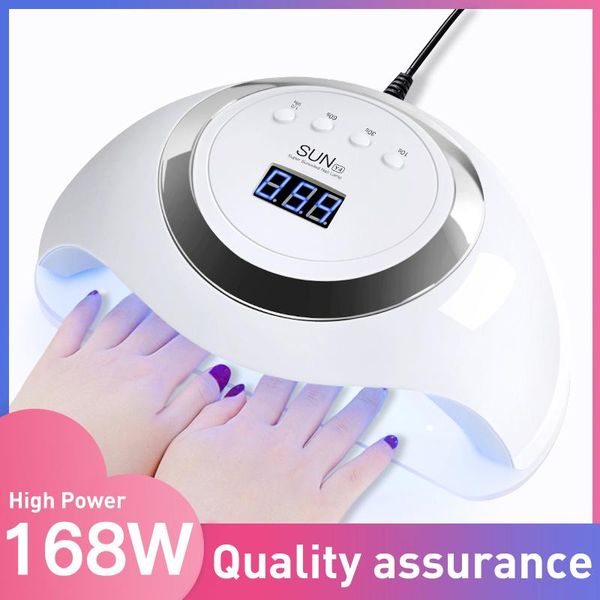 

nail dryers 168w manicure led potherapy machine uv lamp smart sensor drying all gels nails polish quick dry equipment