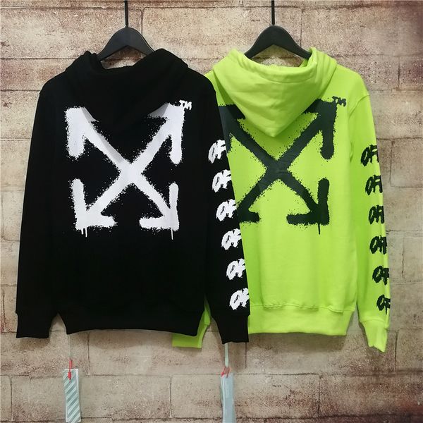 

trendy green splash ink arrow hooded sweater oversized, Black