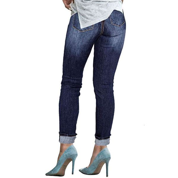 

hip hop holed high waist elastic skinny slim fit, women's jeans, leggings k, Blue