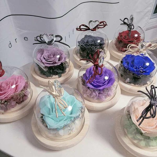 

2021 valentine's day creative gift rose in a glass dome lasts forever love wedding decor souvenir drop shipping