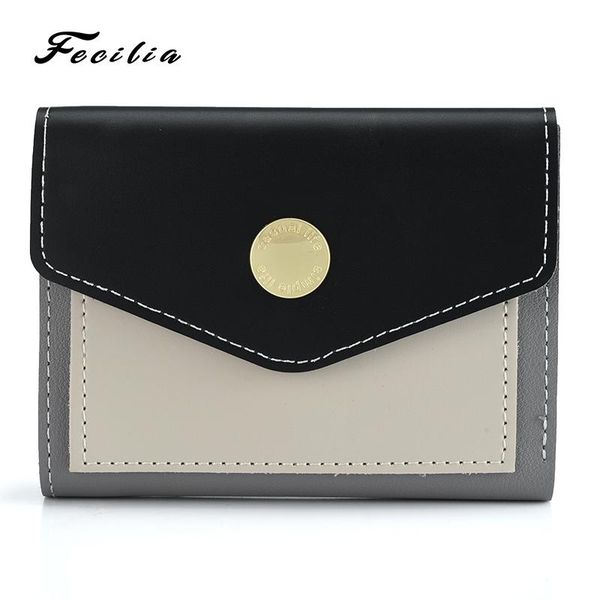 

wallets fecilia wallet short women zipper purse patchwork fashion panelled trendy coin card holder leather, Red;black