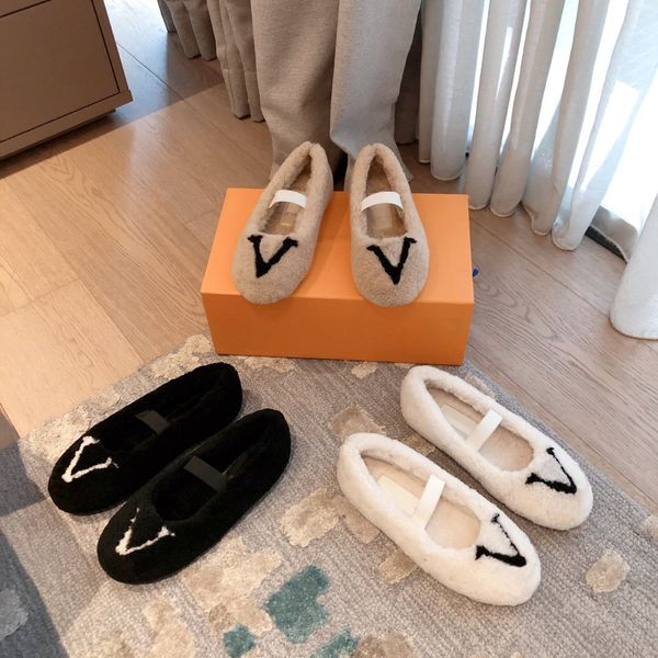 

designer autumn and winter women's shoes, luxury and comfortable brand, shallow mouth hairy lazy shoelace shoe box, Red;white