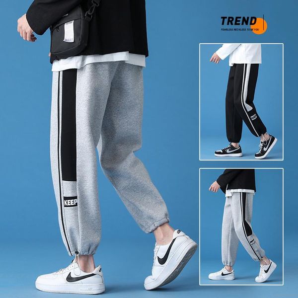 

men's pants sports jogger fitness trousers fashion printed muscle training, Black