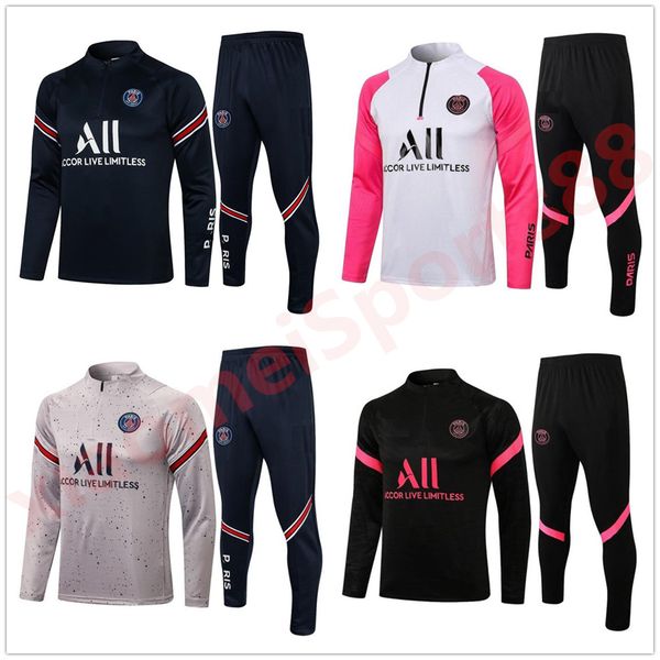 

2021 2022 kit long sleeves psg jacket uniforms tracksuits paris soccer jersey messi mbappÃ© sergio ramos 21 22 train football coat training s, Black