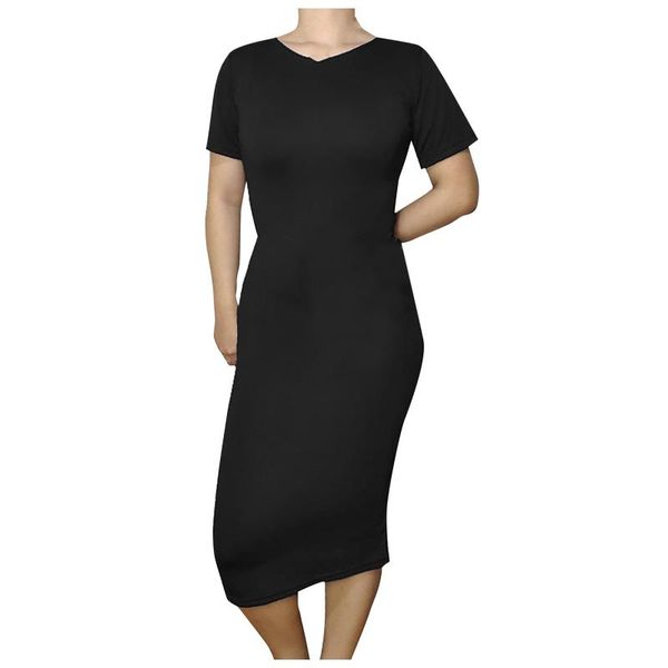 

casual dresses women summer 2021 women's fashion o-neck solid color bag hip elasticity short-sleeve dress slim, Black;gray