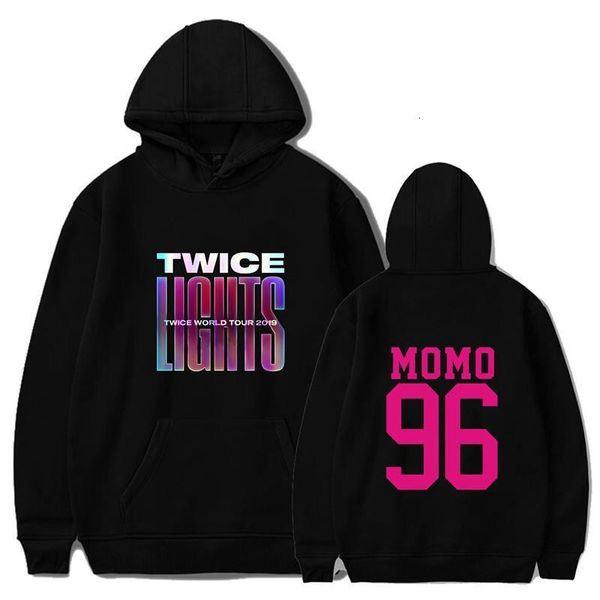 

womens hoodies pg040 twice 2021 world tour twicelights hoodies kpop hooded pullovers drop shipping good quality, Black