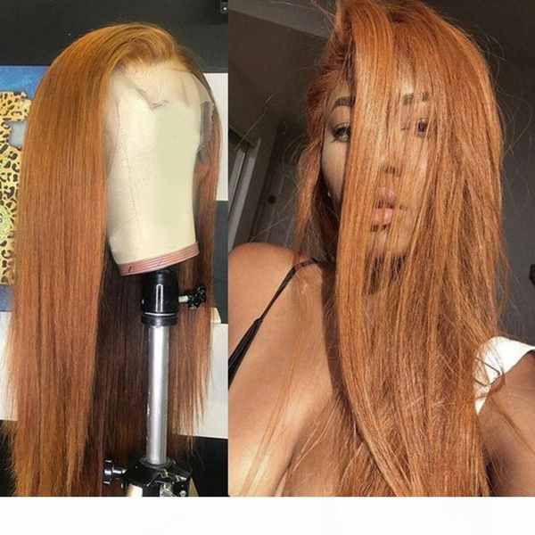 

full lace wig ginger blonde 360 lace frontal human hair wig with baby hair brazilian 13x6 lace front wigs for women natural hairline, Black