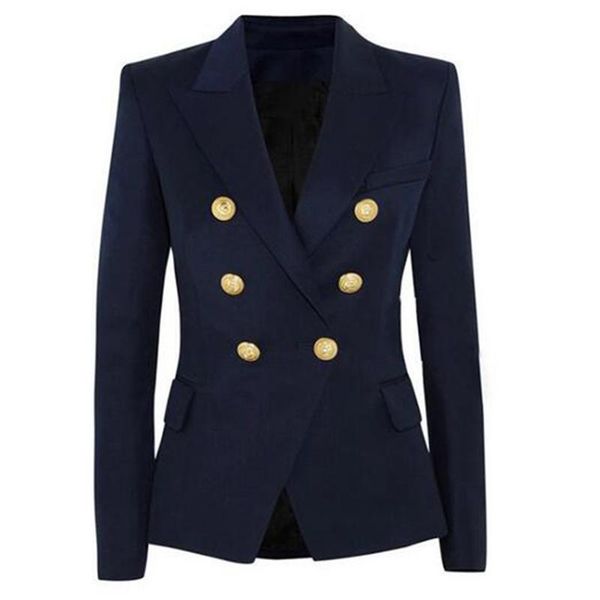 

fashion designer blazer jacket women's double breasted metal lion buttons blazers outer female suit, White;black