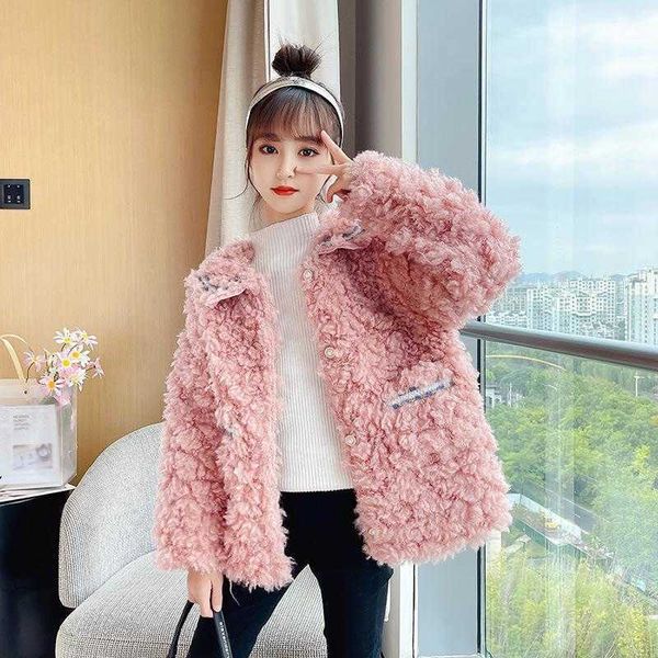 

jackets fashion girls coats winter young wool teenage thicken warm outwear clothes kids princess pink, Blue;gray