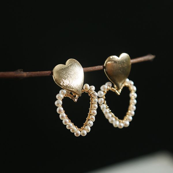 

natural fresh water pearl boho heart drop for women birthday gift dangle earrings jewellery aretes de mujer, Silver