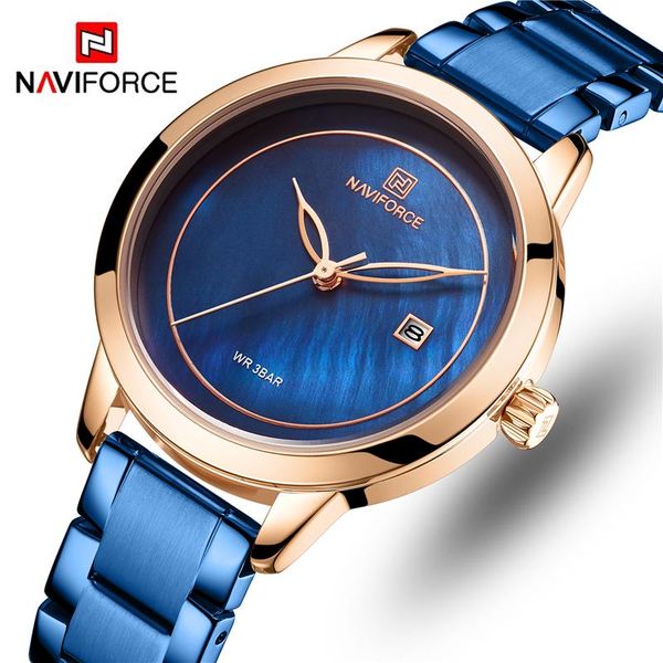 

wristwatches naviforce watch woman waterproof quartz ladies wrist automatic date clock gift for girl relogio feminino, Slivery;brown