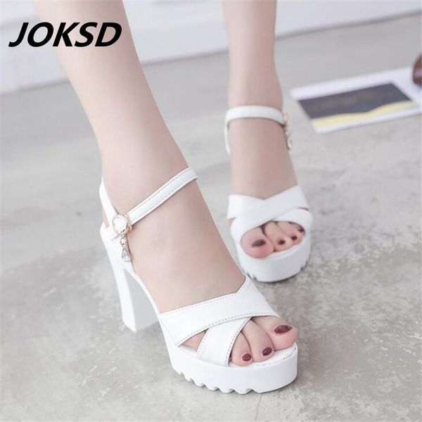 

sandals joksd elegant women high heels pumps one word buckle women's banquet waterproof platform toe jk22, Black