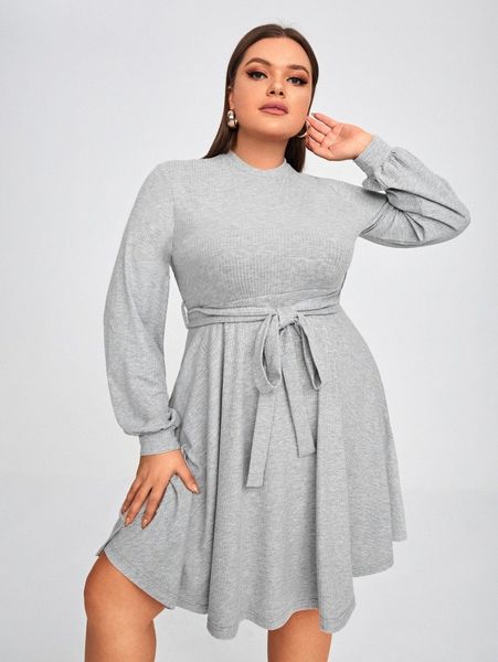 

plus mock neck belted ruffle hem sleep dress a9ta#, Black;white