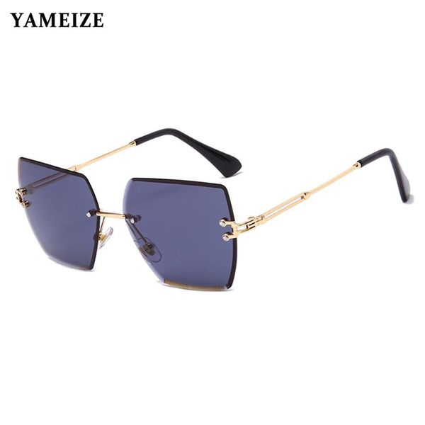 

sunglasses yameize rimless square women frameless gradient sun glasses brand designer retro eyeglasses de sol mujer uv400, White;black