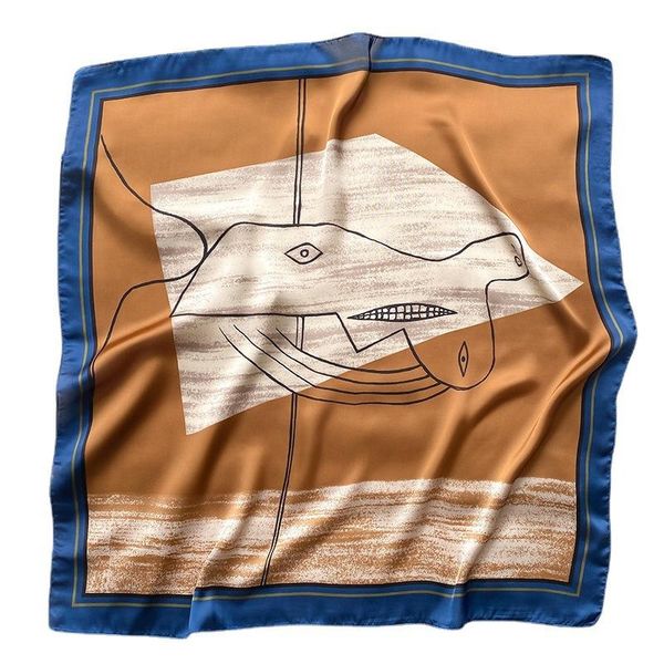 

scarves 2021 silk neck scarf for women square foulard scarfs female print office lady neckerchief bandana 70*70cm, Blue;gray