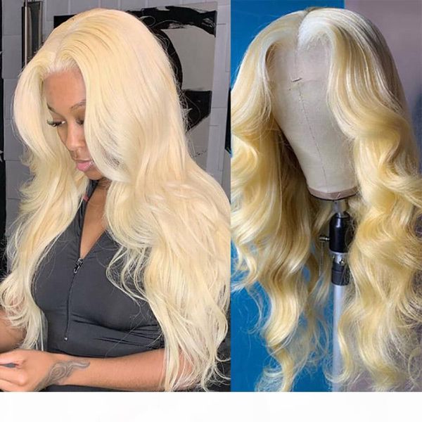 

lace front human hair wigs #613 full lace wigs with hairline blonde body wave brazilian remy hair wigs with baby hair, Black;brown