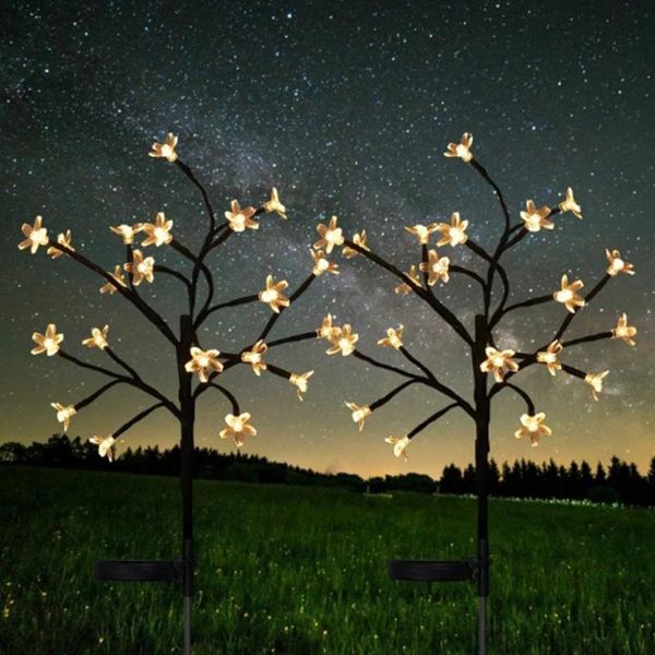 

solar lamps power cherry blossom flower garland led string fairy lights crystal flowers yard decorative lamp wedding decoration.