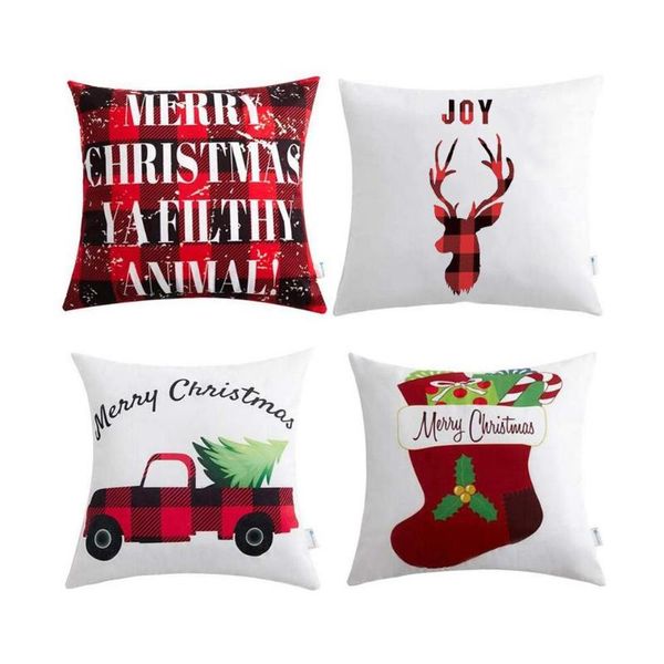 

pillow case 4pcs 18 x 18in cover cartoon christmas elk polyester peach skin pillowcase car sofa decoration
