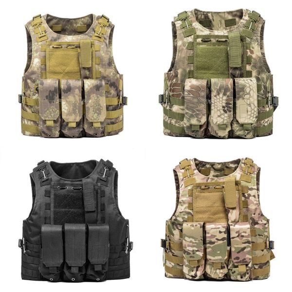 

airsoft tactical vest molle combat assault protective clothing plate carrier tactical vest 7 colors cs outdoor clothing hunting vest 205 x2, Black;green