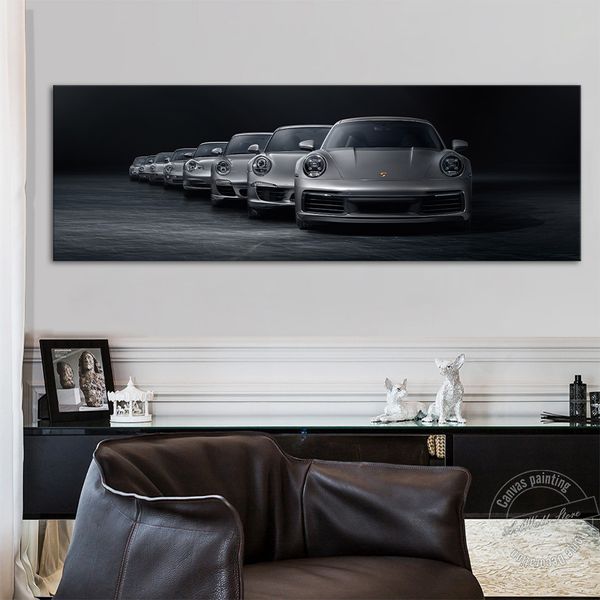 Ungerahmtes Luxusauto-Gemälde 911 Sportwagen-Bilder Retro-Wandkunst-Gemälde im industriellen Stil Wandbilder Heimdekoration Geschenk 210310